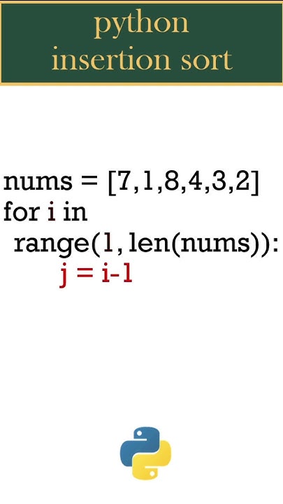 Insertion Sort | Simple Python Tutorials | #Shorts #python - YouTube