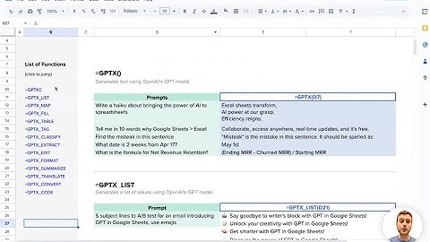 GPT Functions: How to Use ChatGPT in Google Sheets