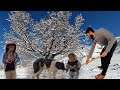 "Winter Warrior: A Nomadic Father's Snow Struggle"