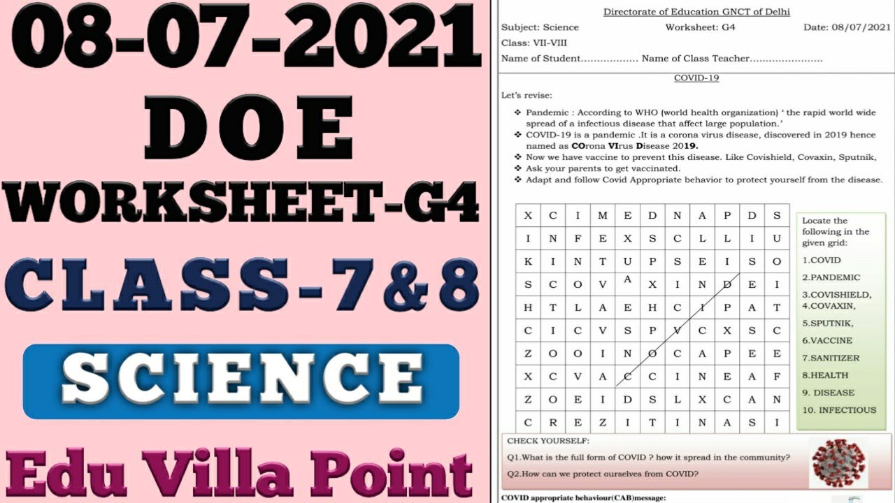 class 7 and 8 worksheet g4 science english medium 08 jul 2021 worksheet g4 edu villa point youtube