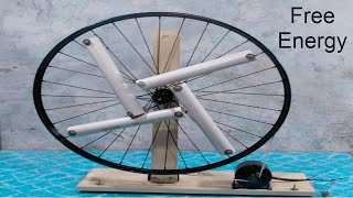 How To Make Free Energy Generator With wheel And Dc Generator Self Running New Science Experiment