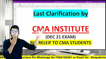 Last & Final Clarification by CMA INSTITUTE || Detail Video