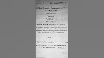 UG 2nd Semester Exam 2025 | Mathematics Major-4 (Algebra-I) | Official Question Paper | CHSE Pattern