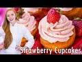 EASY Strawberry Cupcakes Recipe - with Strawberry Buttercream!!