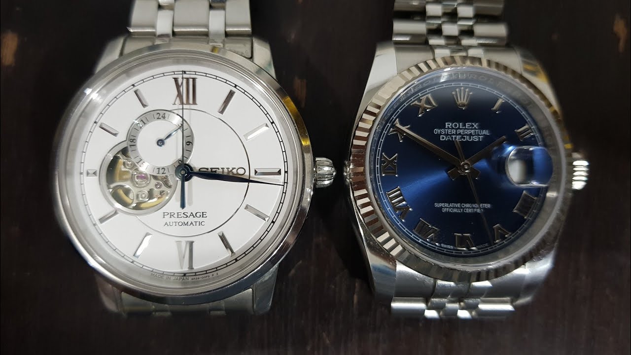 Seiko Presage Openheart White VS Rolex Datejust SSA365J1 - YouTube