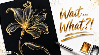 WOW! Is This Watercolor?! 😱 Stunning Watercolor on Black Paper Flower Tutorial