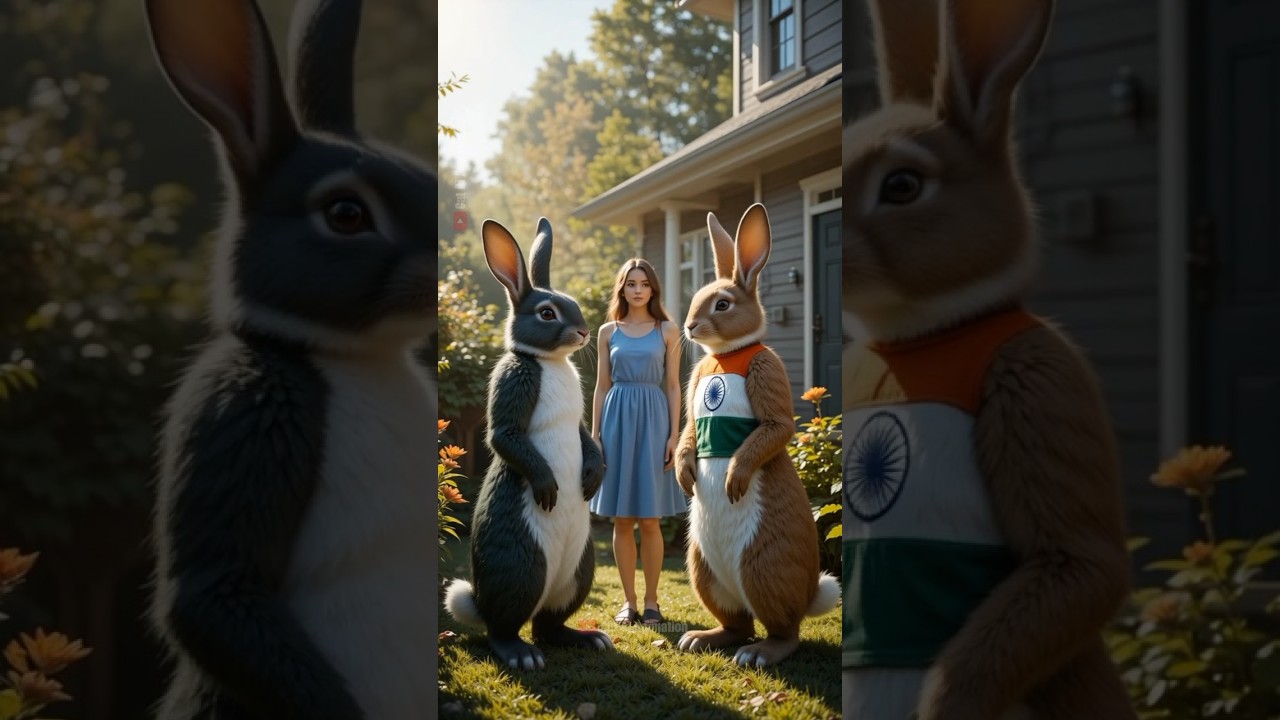 Pakistan🇵🇰 vs India🇮🇳 Rabbits Challenge | Cooking Battle with Surprised Girl!🍲🍕