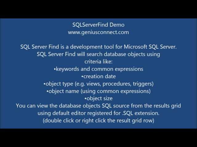 SQL Server Find Demo