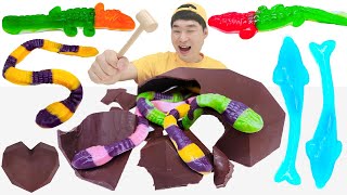 초콜릿 챌린지 먹방 Chocolate challenge mukbang 동물젤리 디저트챌린지 Animal jelly chocolate 하트초콜릿 재미있는영상 JJAEMI