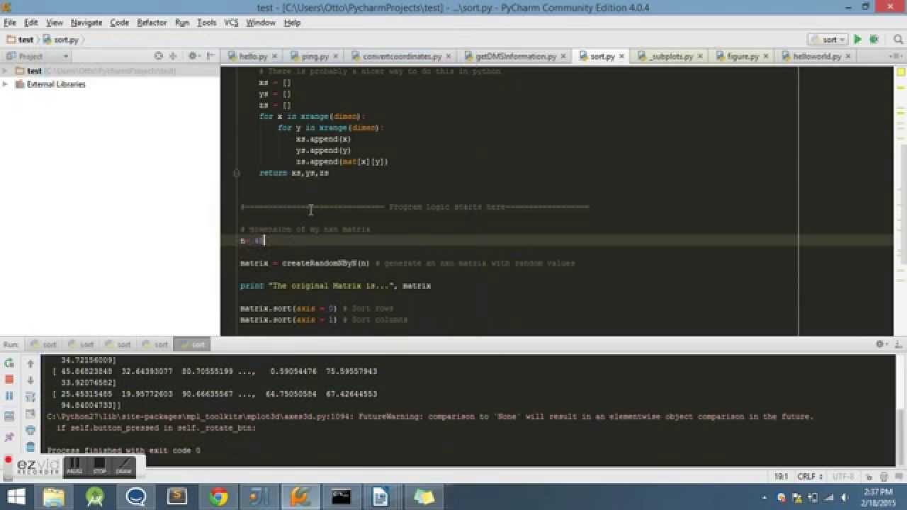 Row and Column sort of an nxn matrix. - YouTube