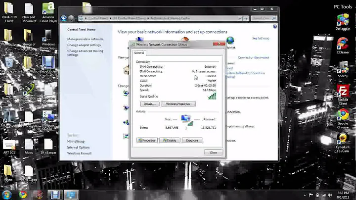 Find IP setting in control panel