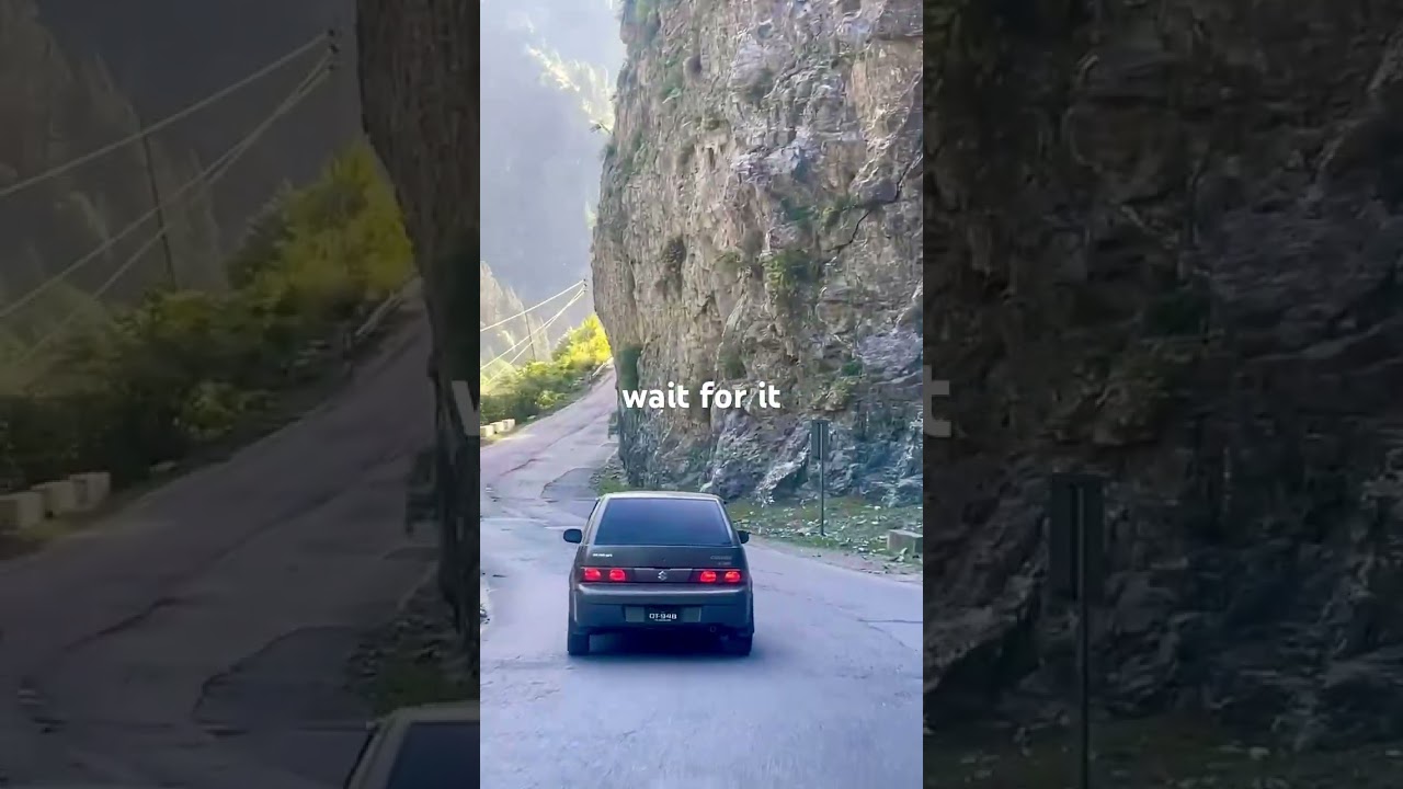 Wheels whisper on the mountain lane — 