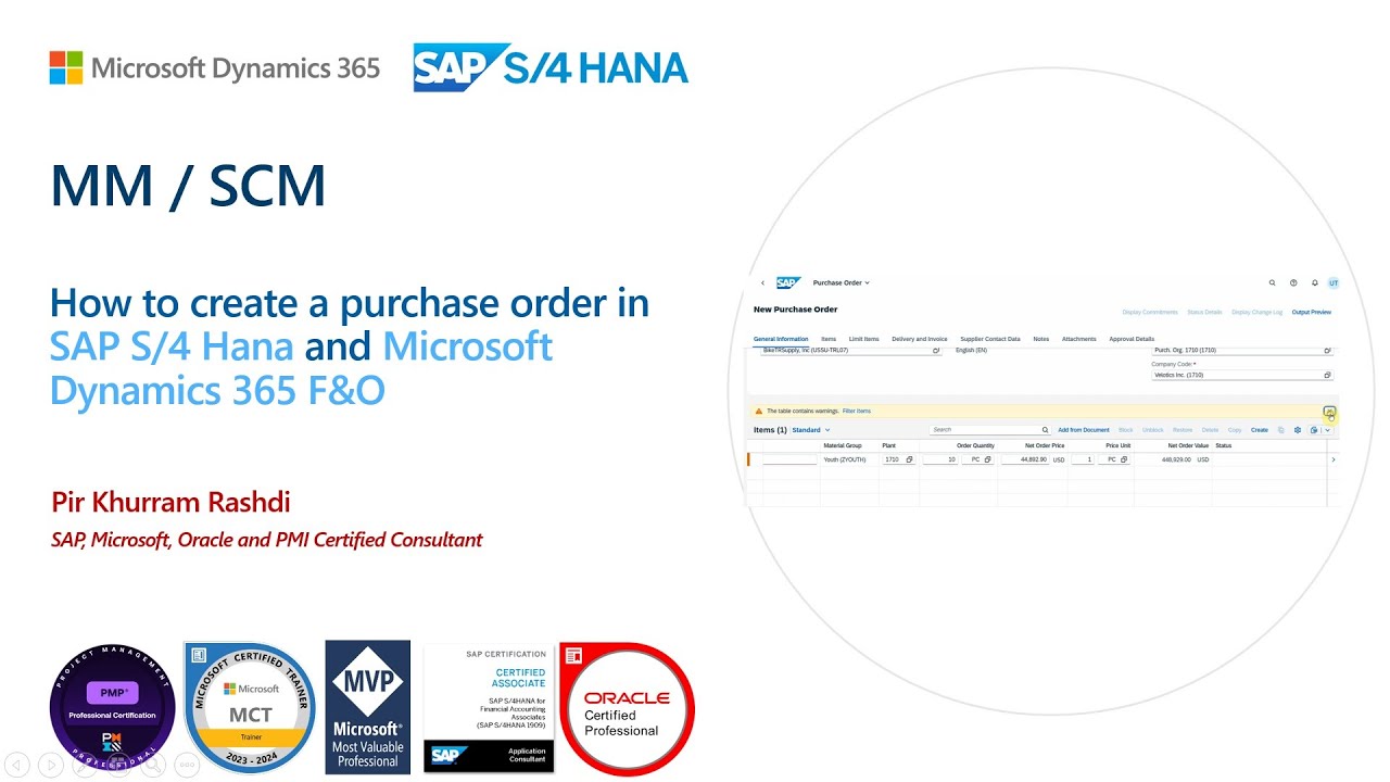 Как создать заказ на закупку в SAP S4 Hana и Dynamics 365 SCM