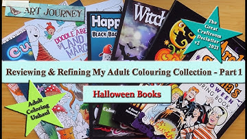 Reviewing & Curating My Adult Colouring Stuffs - Part 1 - Halloween Coloring Books | Declutter Time!
