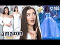 TRYING ON AMAZON WEDDING DRESSES... $1000 LIGHT UP DRESS!?