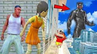 Franklin and Shinchan & Pinchan play HIDE AND KILL with Squid Game Doll In GTA 5