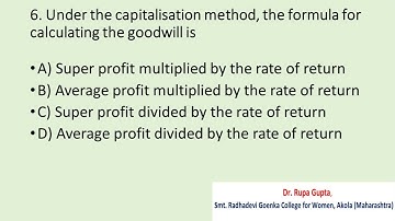 MCQs on Goodwill Part-I By Dr. Rupa   Gupta