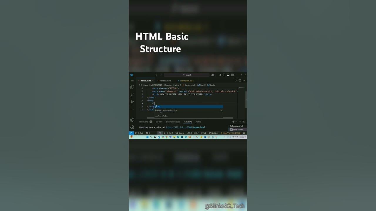 HTML Basic Structure #technology #tutorial #vscode #html - YouTube