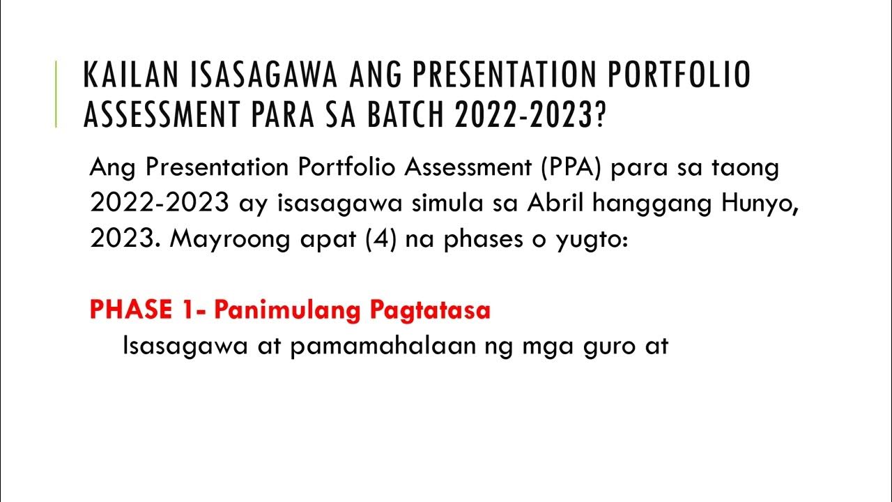 Video 225 DepEd Memo Order No. 22 ALS series of 2023 Presentation Portfolio Assessment Year
