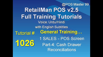1026 RetailMan POS Tutorial in URDU/Hindi Retail Business - 1 SALES - POS Screen Part-4 Cash Drawer