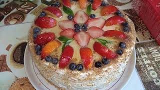 Бисквитный торт со сливочно- творожным кремом. Сыночку 23 года 🎂