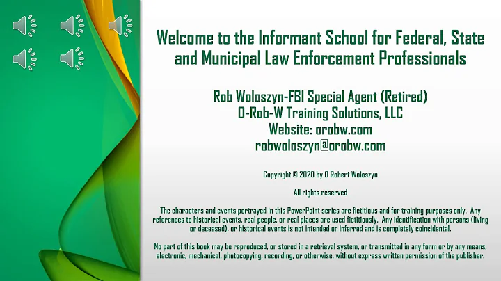 Course #1 Web Preview - Potential Confidential Informants:  Locating and Selecting