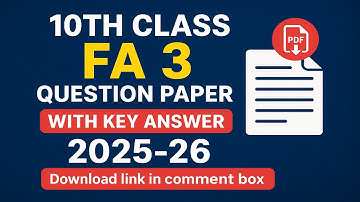 10th class FA 3 Question paper with key answer 2025 - 26 | SSLC English FA 3 question paper