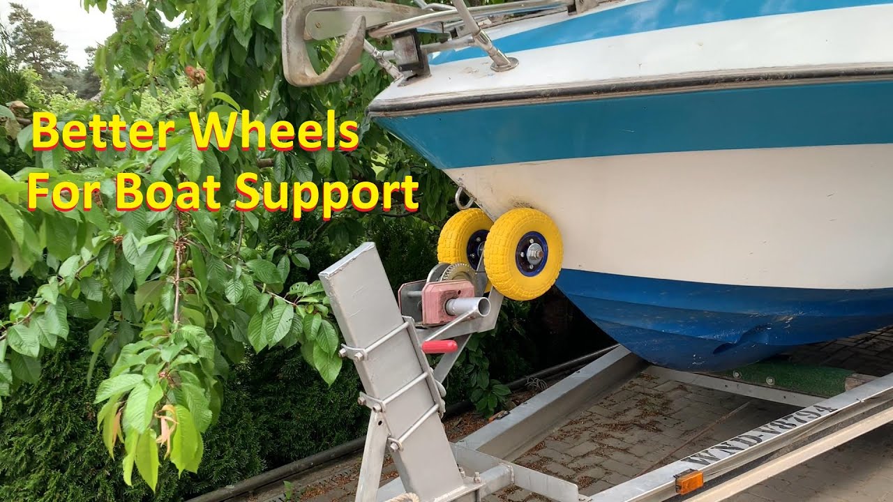 New support wheels for a boat trailer - YouTube