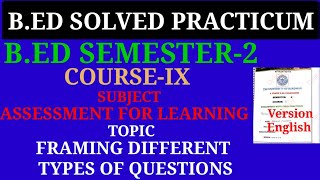b.ed sem-2 solved practicum | course-IX ASSESSMENT FOR LEARNING | All college ,university ENGLISH