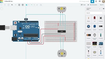 Arduino 2WD Smart Car using L293D Simulation on TinkerCAD