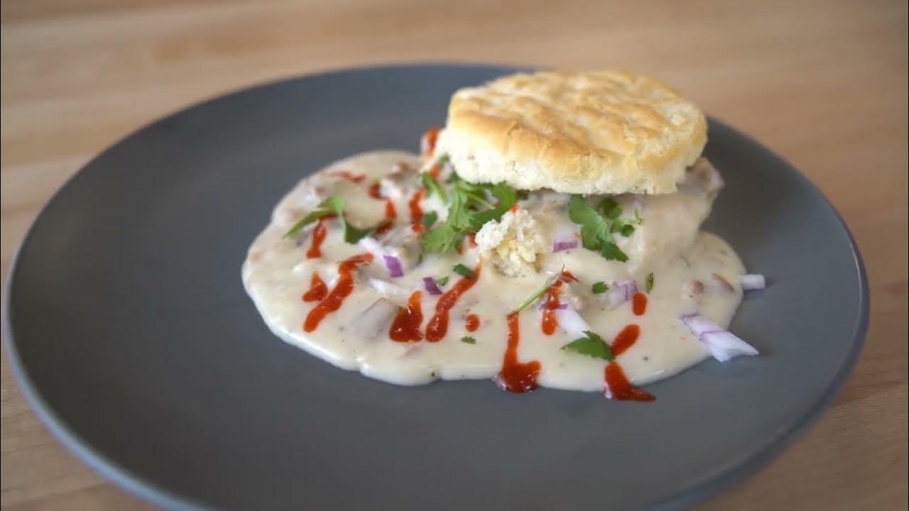Meatless Saus'ge Biscuits and Gravy Recipe YouTube