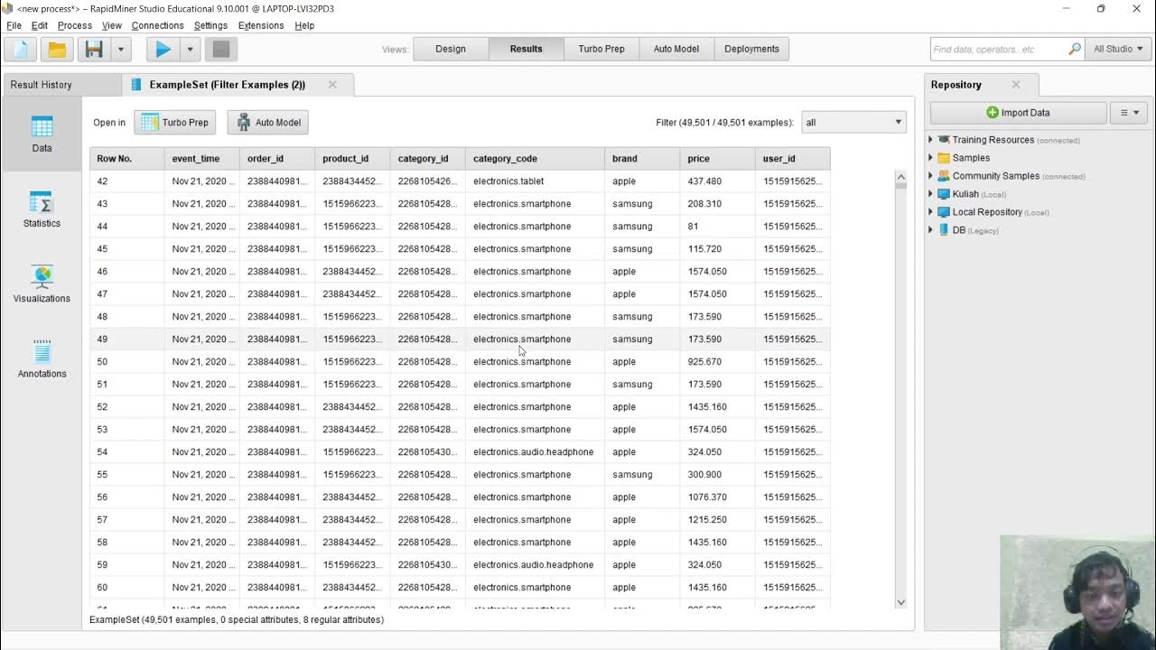 Filter data menggunakan Rapidminer YouTube