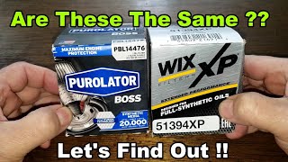 Purolator Boss PBL14476 Oil Filter vs. Wix XP 51394XP Oil Filter Cut Open Comparison