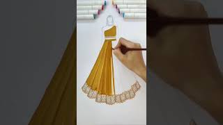 Fashion illustration😍How I color the base : tutorial #shorts
