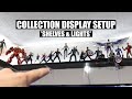 Action figure collection display setup shelves  lights