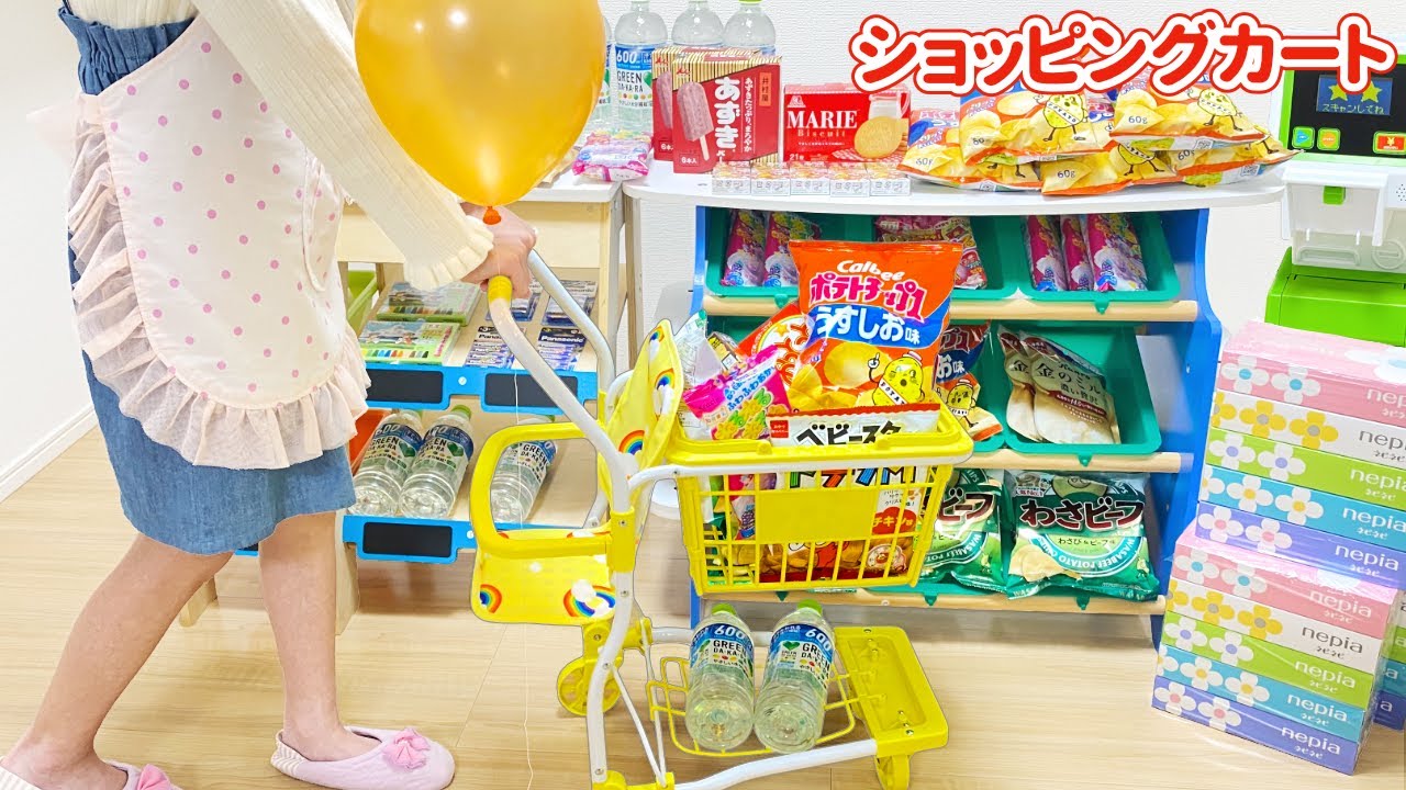 ショッピングカートでお買い物 スーパーマーケット お菓子 リカちゃん セルフレジ / Shopping Cart Toy Grocery  Shopping