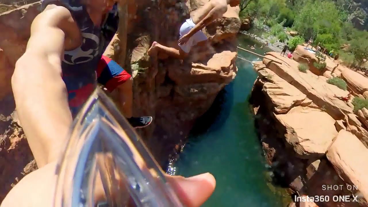 Cliff jump The crack at wet beaver creek AZ.