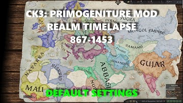 CK3: V1.8.1: 867-1453 Realm Timelapse: Primogeniture mod: Default settings