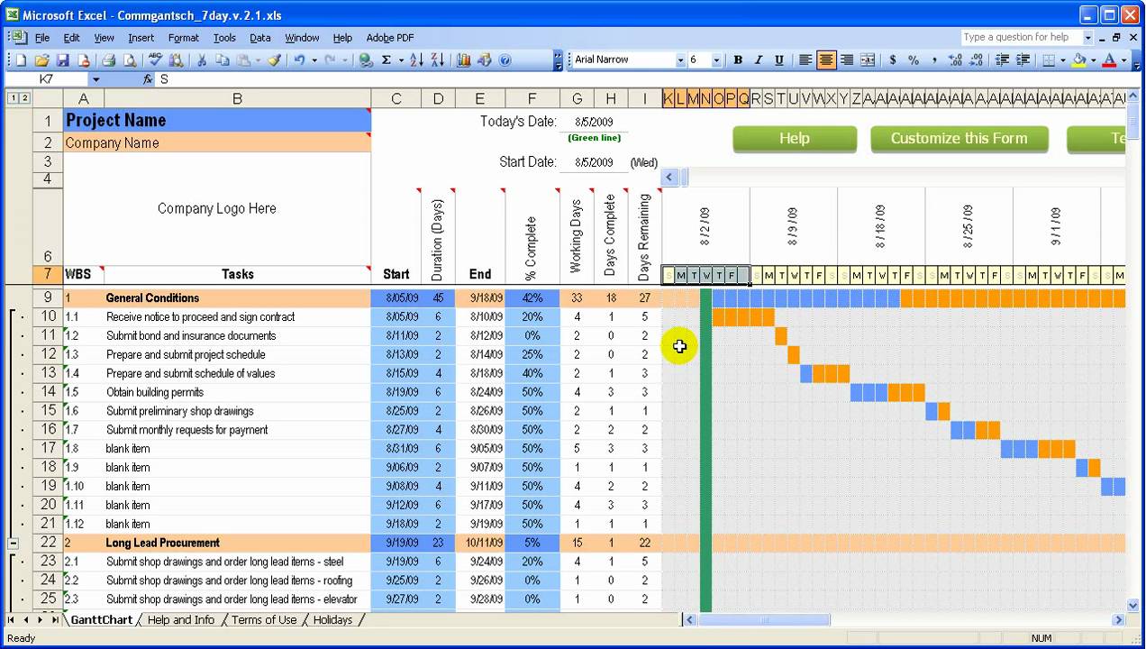 Construction Work Schedule Template Excel Excel Templates