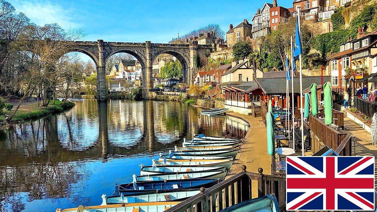 Руины Британского Замка в Knaresborough / Потрясающие Виды реки Nidd / Англия