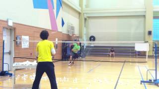 Badminton lesson 20150323(MON) - smash / one jump round swing 1