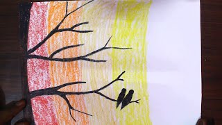 crayons easy scenery draw
