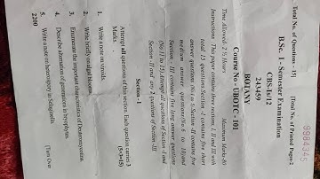 B.sc sem 1st||Botany||previous paper|| 2020|| Jammu university