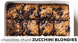 Chocolate Chunk Zucchini Blondies // vegan, gluten-free, oil-free