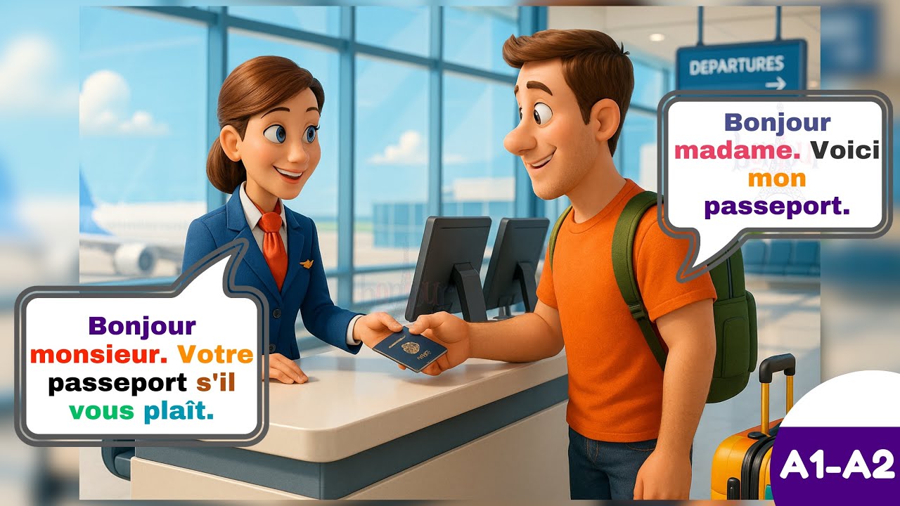 🇫🇷 Легкие Французские Разговоры в Аэропорту для Начинающих A1-A2 | Учите Практический Французский