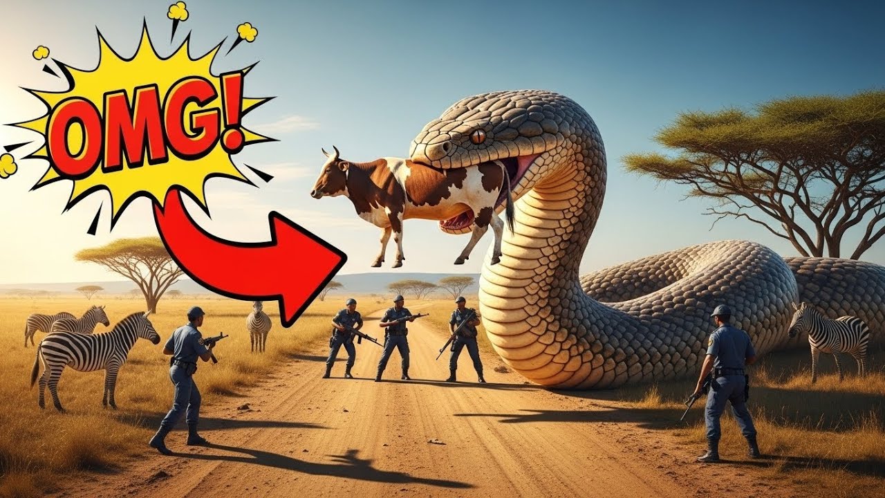 Ужасающее нападение! Героическая спасательная команда спасла корову от гигантского питона! 🥹🐍