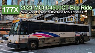 NJ Transit 177X Bus Ride: 2021 MCI D4500CT 21145 from New York to New Milford