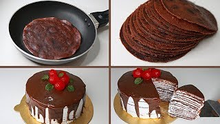 Welcome to yummy today's recipe is chocolate crepe cake | eggless &
without oven in fry pan #crepecake #frypancake ingredients: flour -
1...