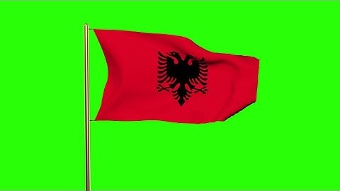 Albania Flag Waving In The Wind. Green Screen, Alpha Matte. Loopable Animation Stock Animation