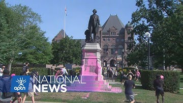 Statues painted in Toronto as movement to remove colonial monuments continues | APTN News